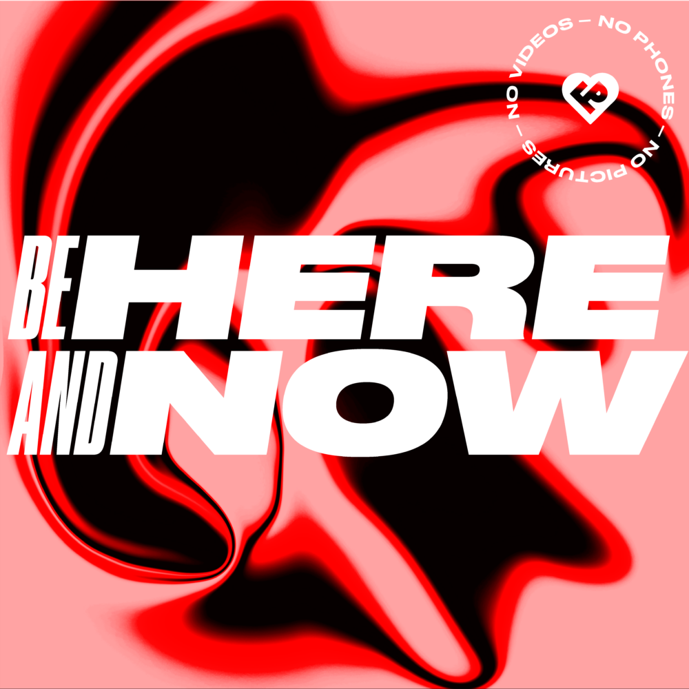 No‑Phone Awareness Grafik von Fridas Pier, die auf achtsames Verhalten und sichere Räume im Club und der Eventlocation hinweist.